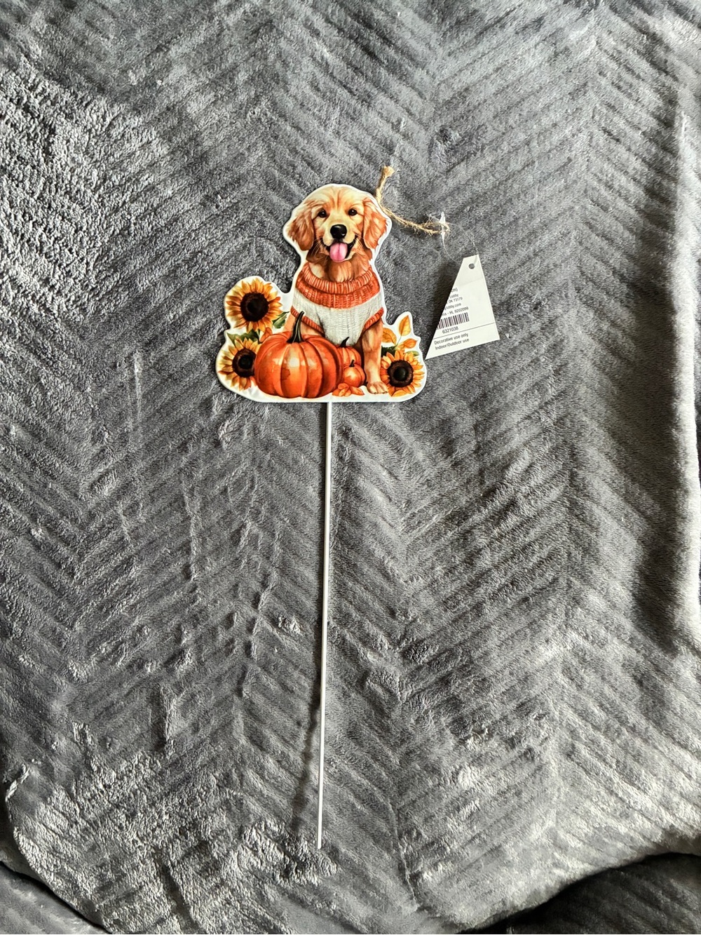 Fall Golden Retriever Dog Garden Yard Potted Plant Stake Sunflowers Pumpkins NEW - Picture 2 of 6
